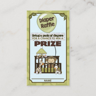 Carte D'accompagnement BILLETS EN DIAPER Baby shower singe EN RAFFLE CA-B