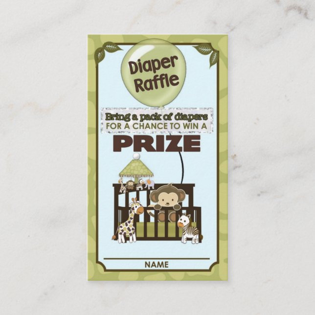 Carte D'accompagnement BILLETS EN DIAPER Baby shower singe EN RAFFLE CA-B (Devant)