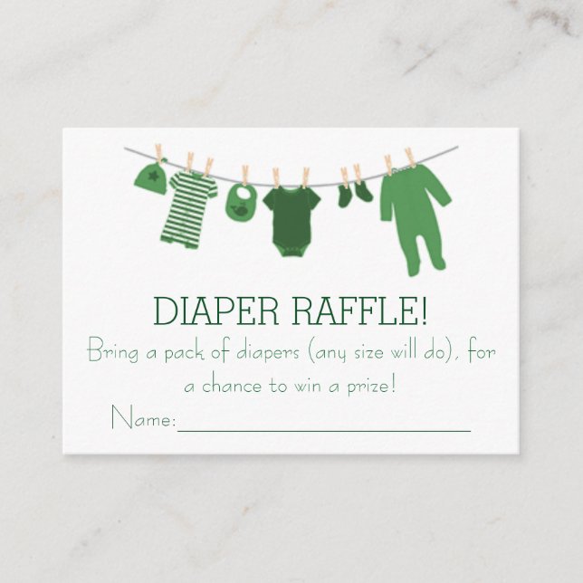 Carte D'accompagnement Billets Green Little Clothes Diaper Raffle (Devant)