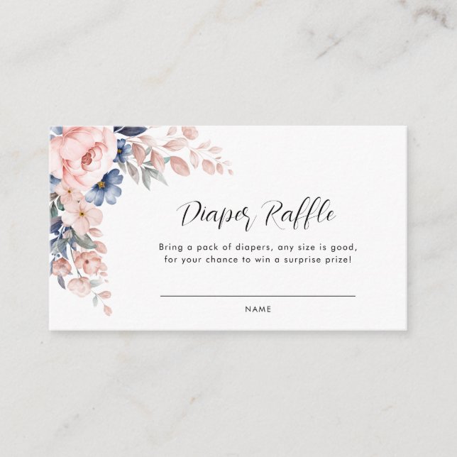 Carte D'accompagnement Billets rabat Baby shower floral rose (Devant)