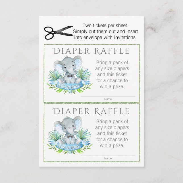 Carte D'accompagnement Billets rabats Elephant Diaper (Devant)