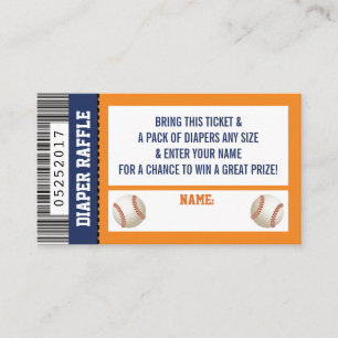 Carte D'accompagnement Billetterie Raffle, Sports, Baby shower de basebal