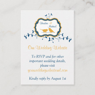 Carte D'accompagnement Birds Feuille Jaune Marine Mariage Site Web Insére