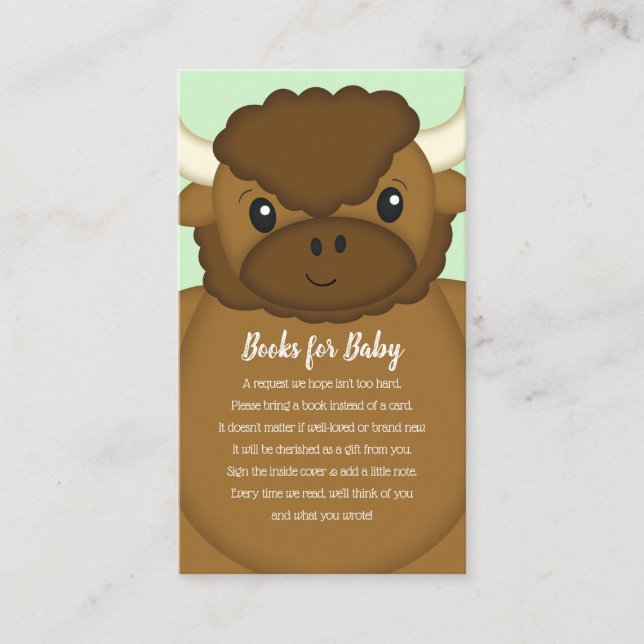 Carte D'accompagnement Bison Buffalo Baby shower vert (Devant)