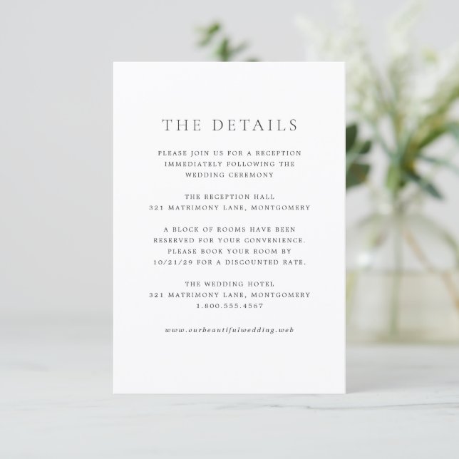 Carte D'accompagnement Black and White Elegant Classic Wedding (Debout devant)