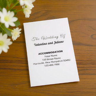 Carte D'accompagnement Black and White Portrait Wedding Accommodation