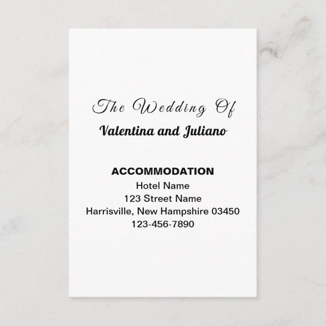Carte D'accompagnement Black and White Typography Accommodation Portrait (Devant)