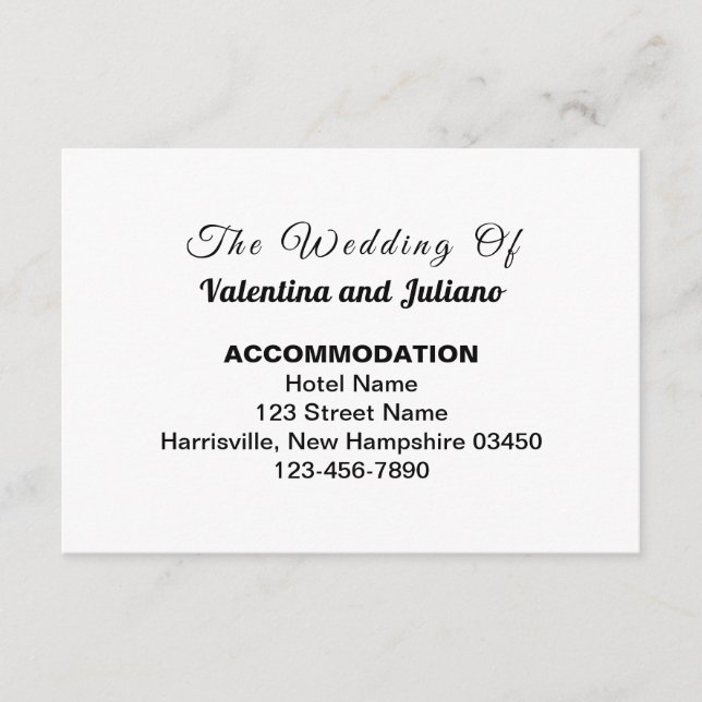 Carte D'accompagnement Black and White Typography Wedding Accommodation (Devant)