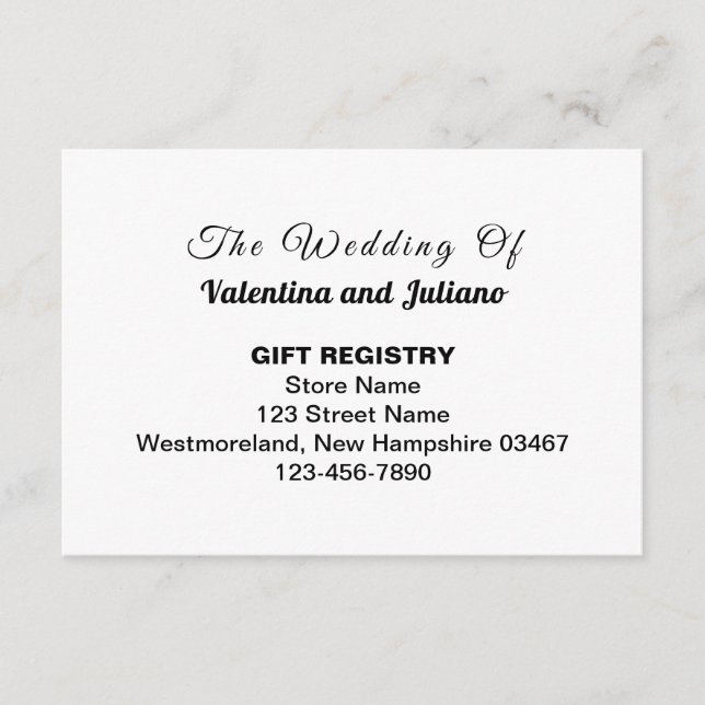 Carte D'accompagnement Black and White Typography Wedding Gift Registry (Devant)