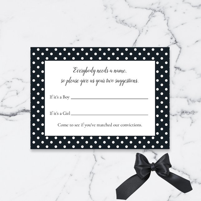 Carte D'accompagnement Black Bow Baby Name Suggestion Baby shower Jeu (Créateur téléchargé)