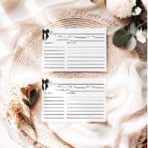 Black Bow Bridal Shower Recipe Card