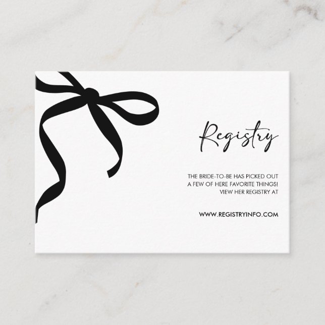 Carte D'accompagnement Black Bow She's Tying the Knot Fête des mariées (Devant)