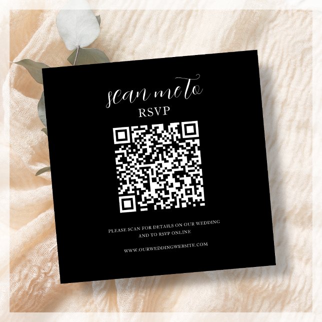 Carte D'accompagnement Black | Code QR RSVP de mariage (Créateur téléchargé)