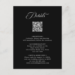Carte D'accompagnement Black Delicate Elegant Wedding Détails