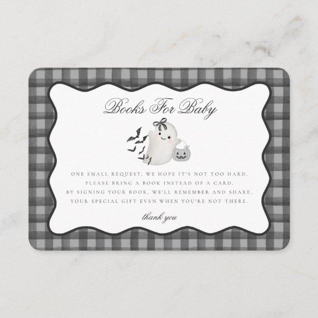 Carte D'accompagnement Black En vichy mignon Ghost Livres pour Baby Inser (Devant)