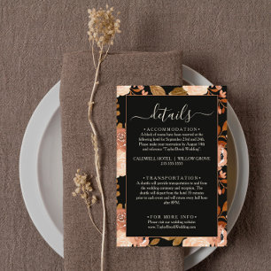 Carte D'accompagnement Black Floral Terracotta Fleur sauvage Détails Mari