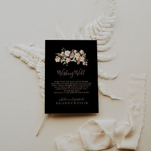 Carte D'accompagnement Black Forme Royal Floral Mariage Wishing well