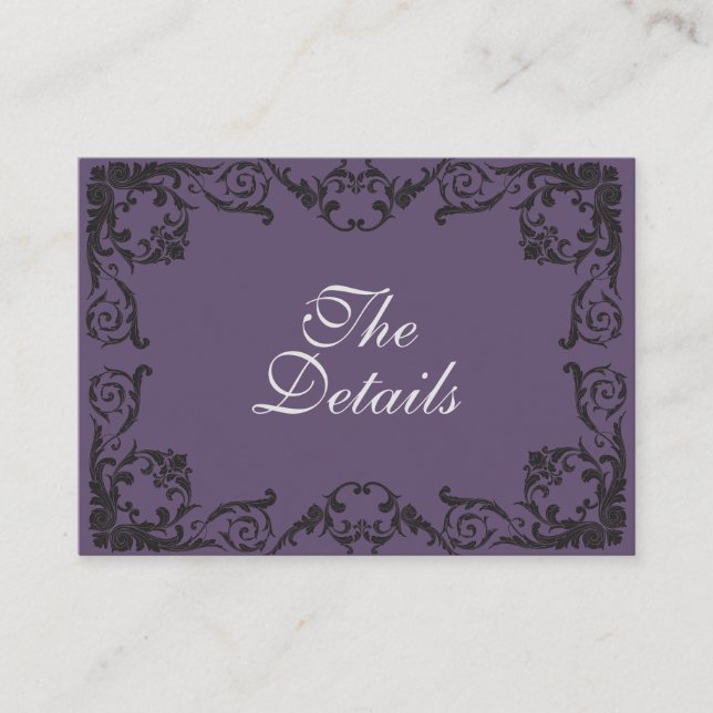 Carte D'accompagnement Black Goth Mariage QRC Détails du Mariage Pièce jo (Devant)