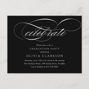 Carte D'accompagnement Black Modern Elegant Script Graduation Party