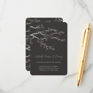 Carte D'accompagnement Black Sakura Cerry Blossoms Réception de mariage z