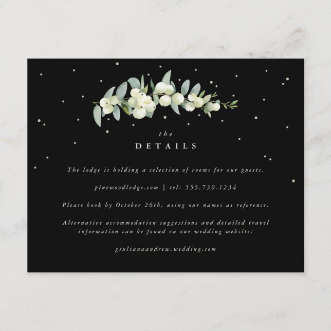 Carte D'accompagnement Black Snowberry+Eucalyptus Stem Détails du Mariage (Devant)