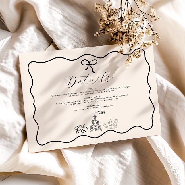 Carte D'accompagnement Black Wavy Whimsical Italien Mariage de doodle (Créateur téléchargé)