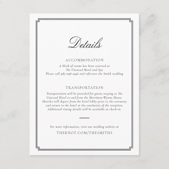 Carte D'accompagnement Black Wedding Enclosure Card (Devant)