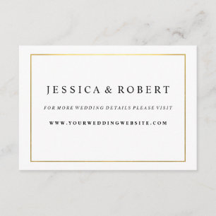 Carte D'accompagnement Black White avec Gold Mariage Website Insérer cart