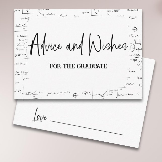Carte D'accompagnement Black White Conseils et souhaits Math Graduate (Créateur téléchargé)