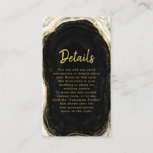 Carte D'accompagnement Black White & Gold Géode Agate Détails du Mariage