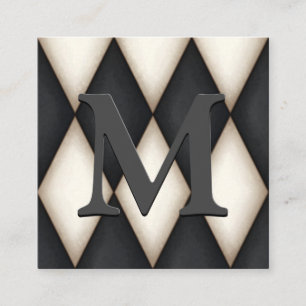 Carte D'accompagnement Black & White Harlequin Dramatic Custom Monogram