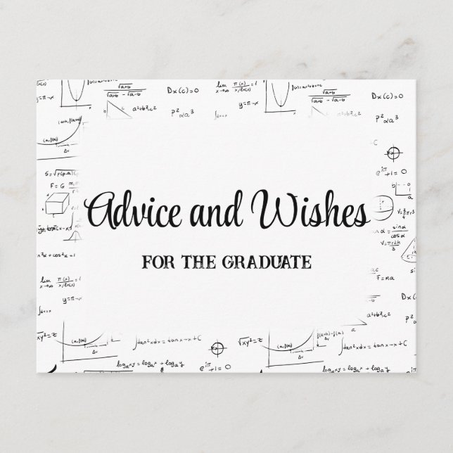 Carte D'accompagnement Black White Script Graduate Conseils et souhaits (Devant)