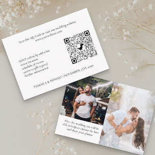 Carte D'accompagnement Blanc 2 Photo en ligne RSVP QR Code Mariage