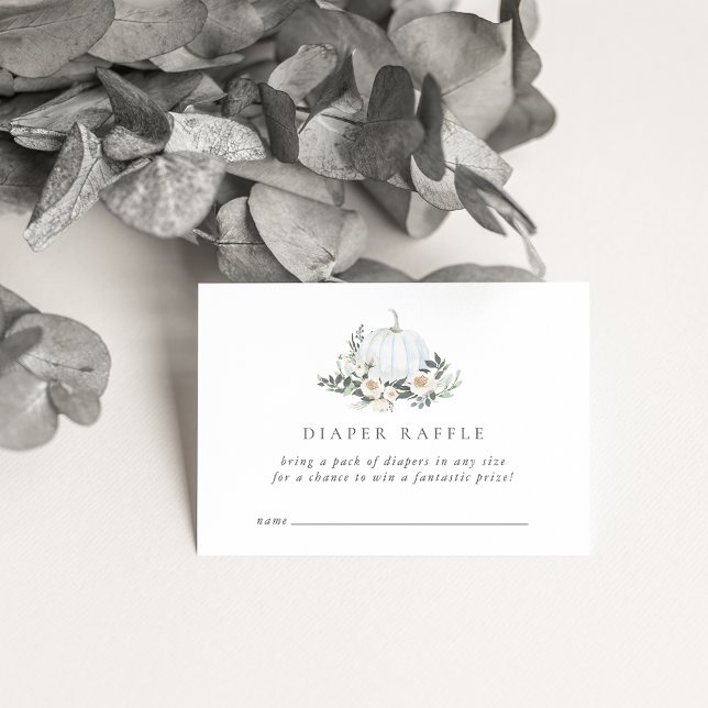 Carte D'accompagnement Blanc Automne Citrouille Verdure Déchets Raffle (Créateur téléchargé)