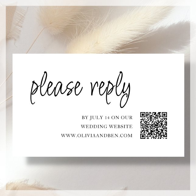 Carte D'accompagnement Blanc | Code QR | RSVP de mariage (Créateur téléchargé)