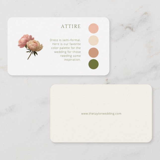 Carte D'accompagnement Blanc et ivoire | Code vestimentaire du Mariage ro (Devant / Derrière)