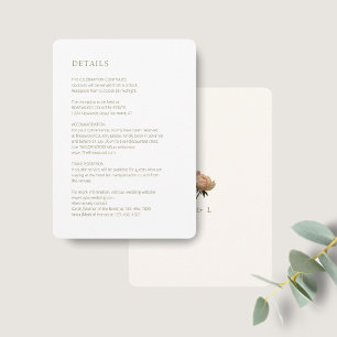 Carte D'accompagnement Blanc et ivoire Détail du Mariage Rose chic