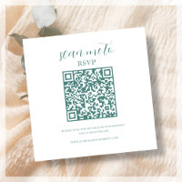Blanc et Turquoise | Code QR RSVP de mariage