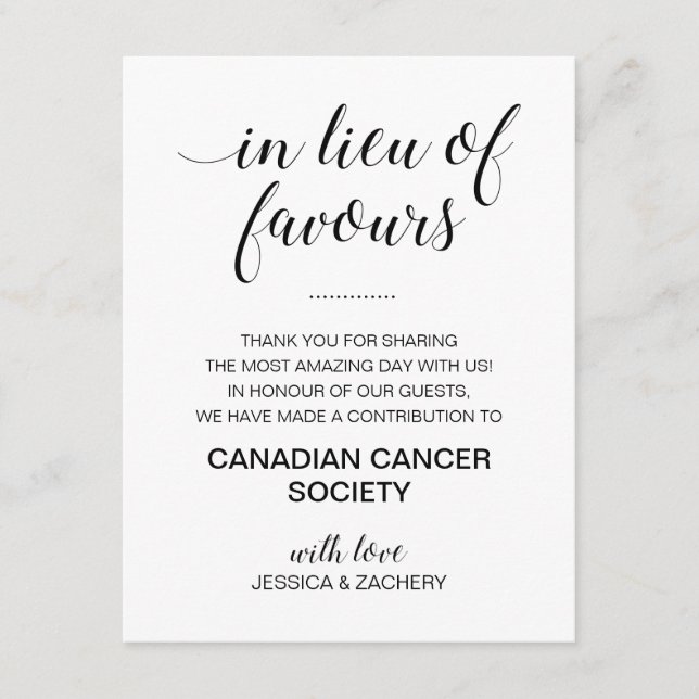 Carte D'accompagnement Blanc Noir À La Place Du Mariage Favorisent La Cha (Devant)