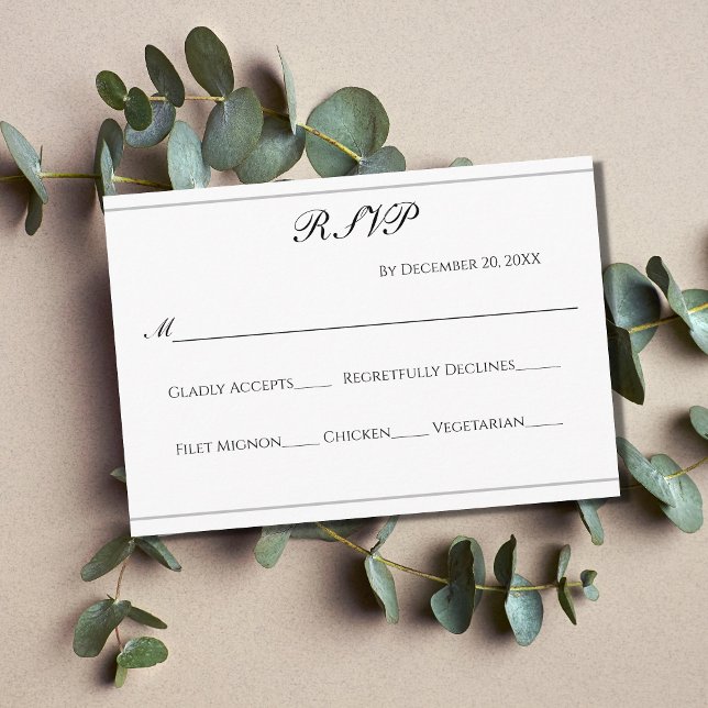 Carte D'accompagnement Blanc Noir Argent Classique Formel Mariage Élégant (Créateur téléchargé)