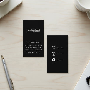 Carte D'accompagnement Blanc sur noir votre logo médias sociaux