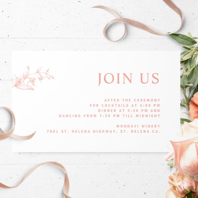 Carte D'accompagnement Blanche, Blanche, Pêche Rejoignez-Nous Mariage Réc (Créateur téléchargé)