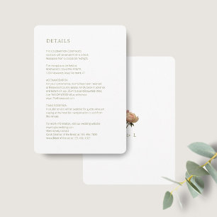 Carte D'accompagnement BLANCHE Chic Olive Green & Rose Mariage Détails