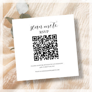 Carte D'accompagnement BLANCHE Code QR RSVP de mariage
