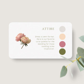Carte D'accompagnement BLANCHE | Pastel Rose Mariage Code vestimentaire