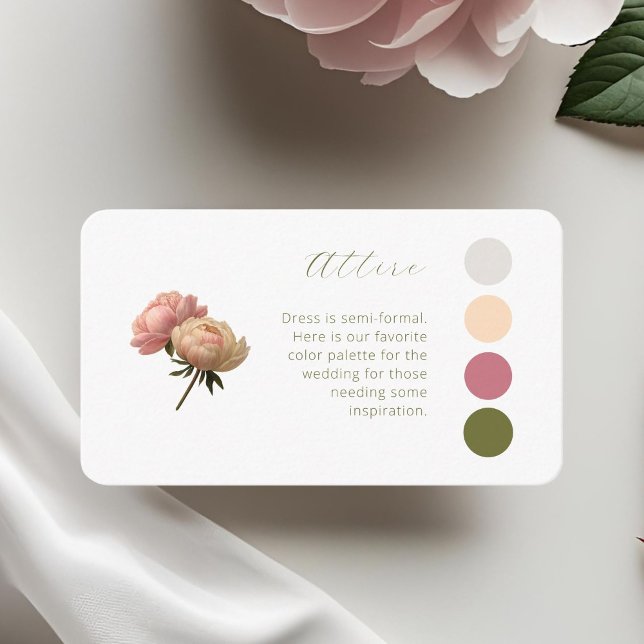 Carte D'accompagnement BLANCHE | Pastel Rose Mariage Code vestimentaire (Créateur téléchargé)
