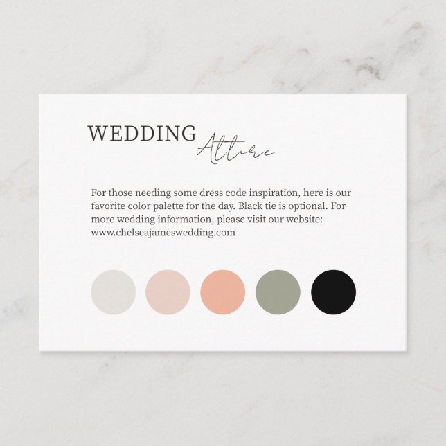 Carte D'accompagnement BLANCHE | Robe Mariage Dot Couleur Attente (Devant)