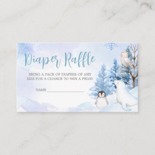 Carte D'accompagnement Bleu Arctic Animaux Baby shower Déchets Raffle
