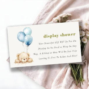 Carte D'accompagnement Bleu Bearly Wait Balloon Baby Display Douche
