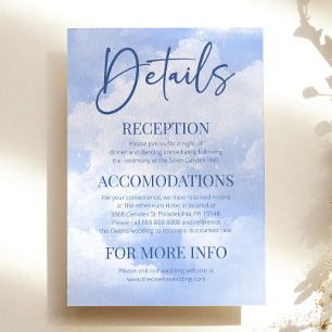 Carte D'accompagnement Bleu Blanc Étincelant Nuages Élégant Mariage Détai